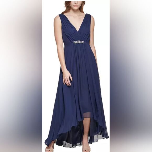 Eliza J Embellished High-Low Gown NWT Size 2 Navy Blue